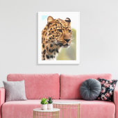 Leopard's Intense Gaze Canvas Afdruk (Insitu (Woonkamer))