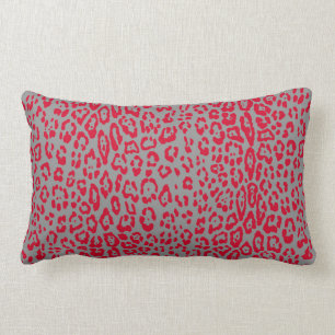 Leoparpatroon in rood en grijs kussen