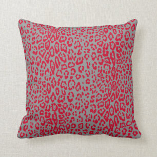 Leoparpatroon in rood en grijs kussen