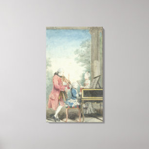 Leopold Mozart en zijn kinderen Wolfgang Canvas Afdruk