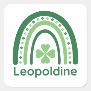 Leopoldine Naam Clover Boho Rainbow Vierkante Sticker