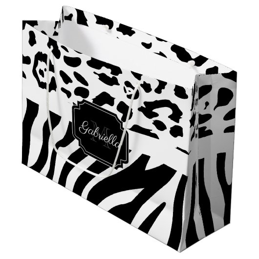 Lepard Print / Zebra Print Groot Cadeauzakje (Voorkant Gekanteld)