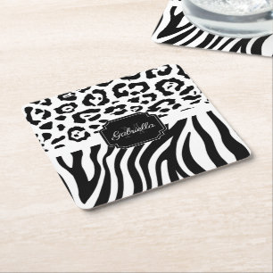 Lepard Print / Zebra Print Vierkante Kartonnen Onderzetter