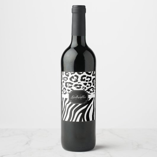 Lepard Print / Zebra Print Wijn Etiket (Voorkant)