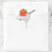 Lepel aardbeienyoghurt ronde sticker (Tas)