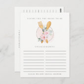 Lepel Vork Bloem Recept Verzoek Bruidsmeisjesfeest Briefkaart (Voorkant / Achterkant)