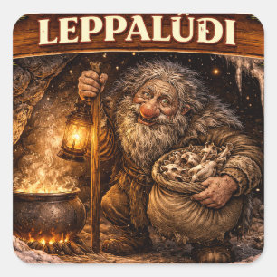 Leppaludi IJslandse Yule Lad Vierkante Sticker