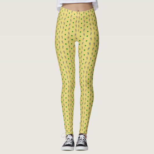 Leprachaun Shamrock St. Pat's Day-Print Leggings (Devant)
