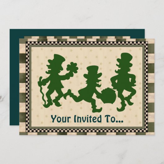 Leprechaun 2 Fête de la Saint Patrick Invitation (Devant / Derrière)
