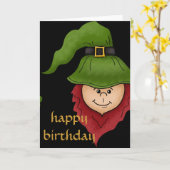 Leprechaun Bonne carte d'anniversaire de mars (Fleur jaune)