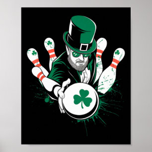 Leprechaun Bowling St. Patrick's Day Lucky Mannen Poster