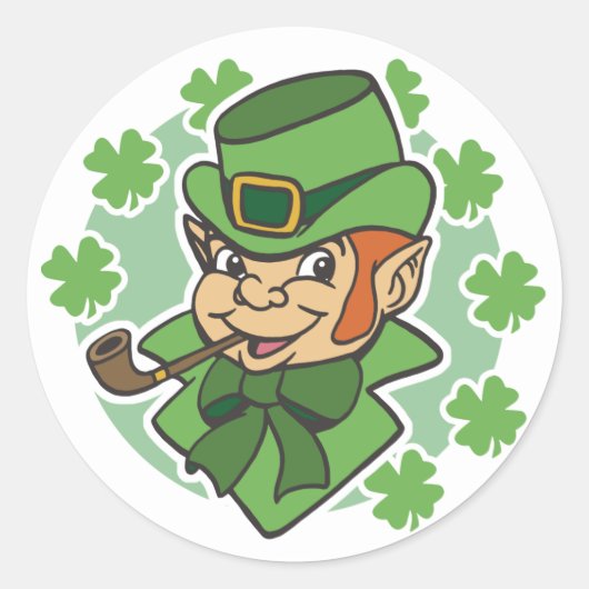 Leprechaun Cartoon St. Patrick's Day Ronde Sticker (Voorkant)