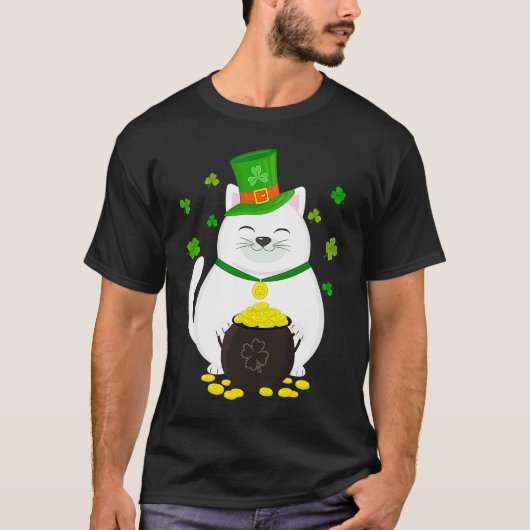 Leprechaun Cat St Patricks Day Graphic T-shirt (Voorkant)