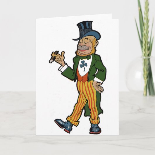 Leprechaun, Cigar, Top Hat St. Patrick's Kaart (Voorkant)