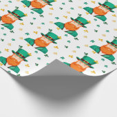 Leprechaun Clover Shamrock Patrick's Day Cadeaupapier (Hoek)