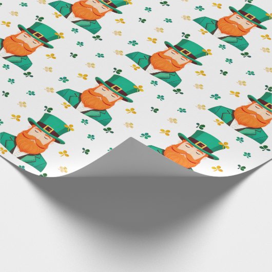 Leprechaun Clover Shamrock Patrick's Day Cadeaupapier (Hoek)