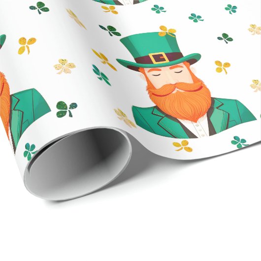 Leprechaun Clover Shamrock Patrick's Day Cadeaupapier (Rol Hoek)
