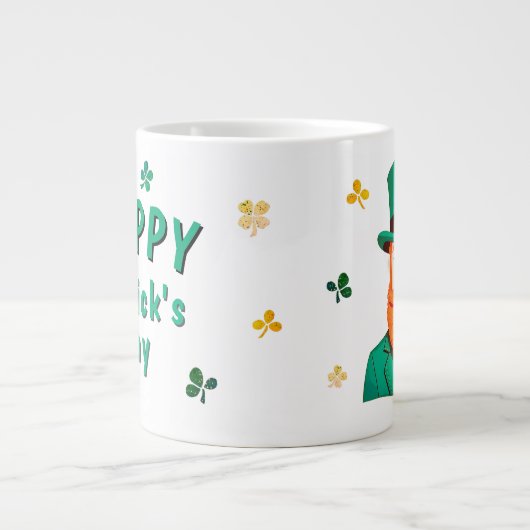 Leprechaun Clover Shamrock Patrick's Day Extra Grote Beker (Voorkant)