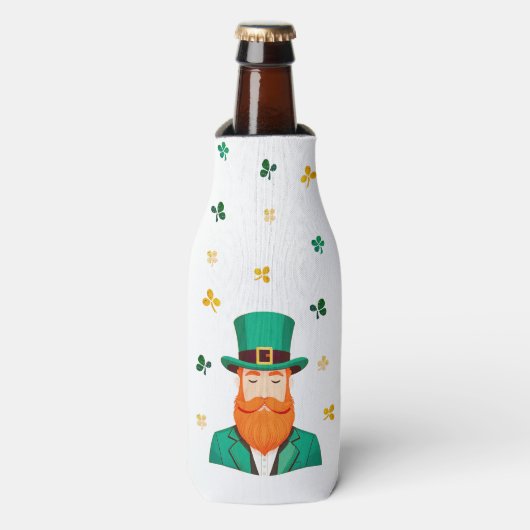 Leprechaun Clover Shamrock Patrick's Day Flesjeskoeler (Fles Voorkant)