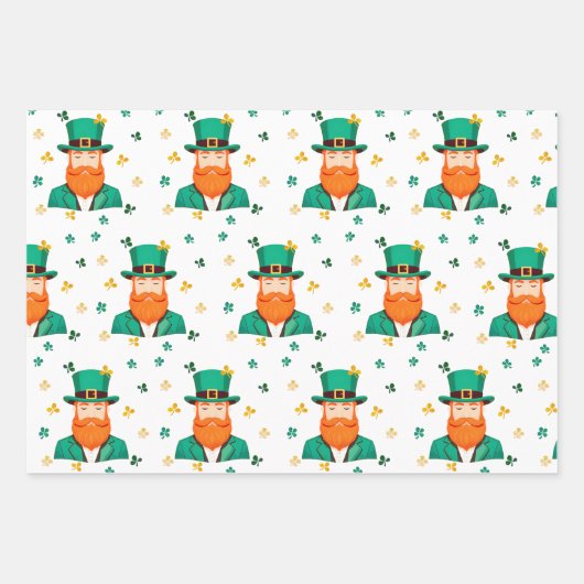 Leprechaun Clover Shamrock Patrick's Day Inpakpapier Vel (Voorkant 2)