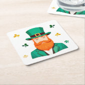 Leprechaun Clover Shamrock Patrick's Day Vierkante Kartonnen Onderzetter (Schuin)