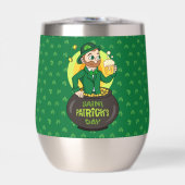 Leprechaun de dessin dans une casserole d'or tenan (Avant)