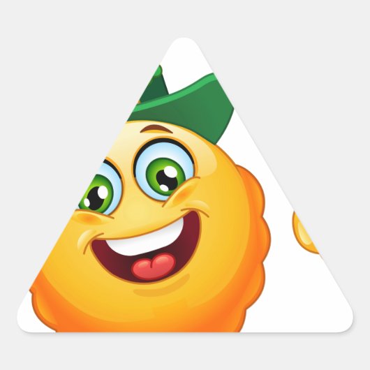 leprechaun emoji driehoek sticker (Voorkant)