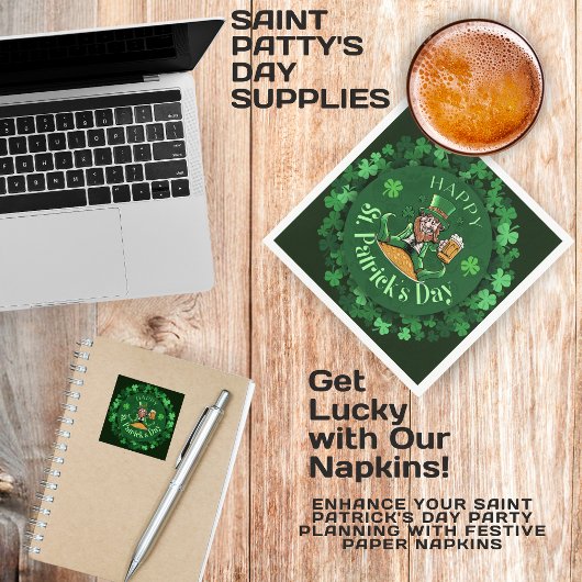 Leprechaun en Beer St. Patrick's papieren servette Servet