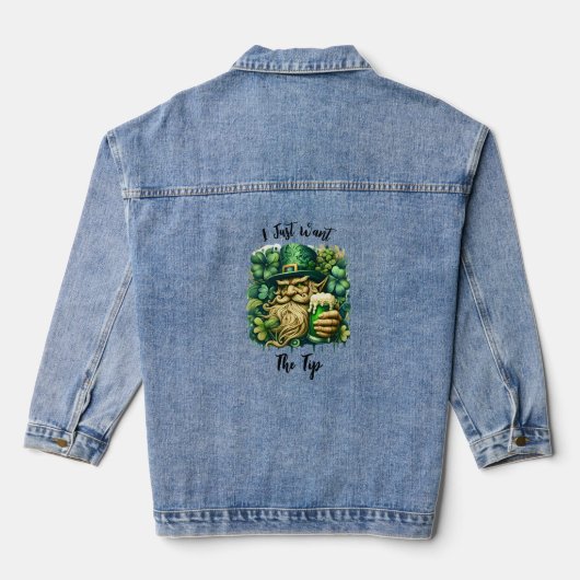 Leprechaun en bier denim jacket (Achterkant)
