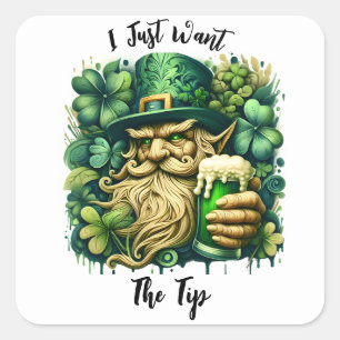 Leprechaun en bier vierkante sticker