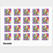 Leprechaun en Mouse Dansend met regenboog Vierkante Sticker (Vel)