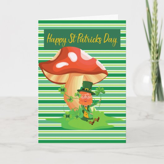 Leprechaun en paddenstoel St. Patrick's Day Card Feestdagen Kaart (Voorkant)
