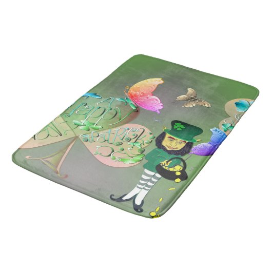Leprechaun en Shamrock Bath Mat (Gekanteld)