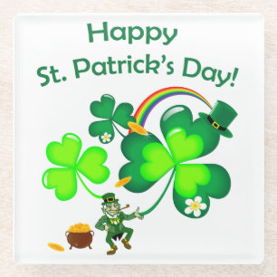 Leprechaun en Shamrock Glazen Onderzetter