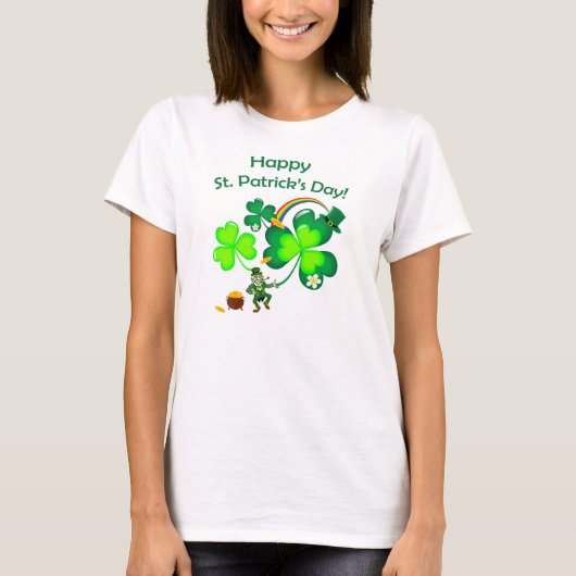 Leprechaun en Shamrock T-shirt (Voorkant)