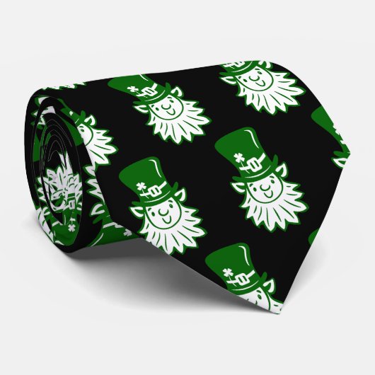 Leprechaun Face Pattern Stropdas (Opgerold)