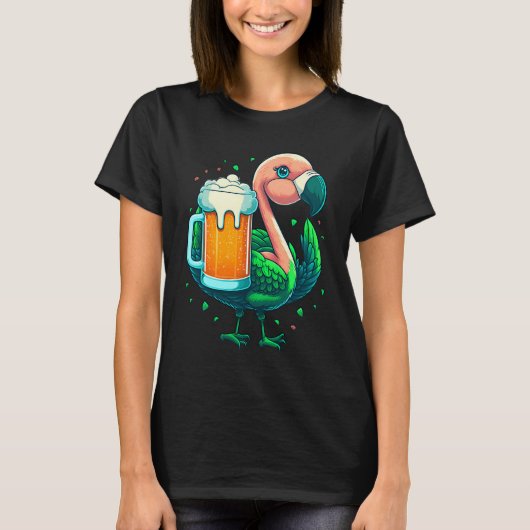 Leprechaun Flamingo Beer Irish Flamingo St Patrick T-shirt (Voorkant)
