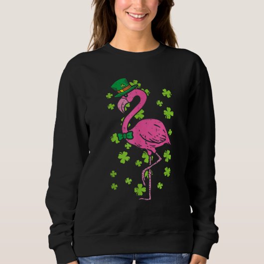 Leprechaun Flamingo Shamrock St Patricks Day Anima Trui (Voorkant)
