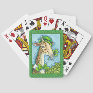 LEPRECHAUN GIRAFFE, COLORFUL ST. PATRICK'S DAG POKERKAARTEN
