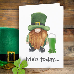 Leprechaun Gnome Beer Funny St Patricks Day Kaart