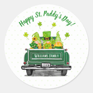 Leprechaun Gnome Shamrock Happy St. Paddy's Day Ronde Sticker