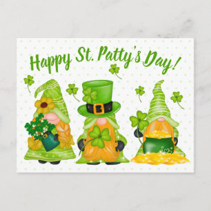 Leprechaun Gnome Shamrock Happy St. Patty's Day Briefkaart