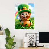 Leprechaun Gnome St. Patrick's Day Shamrock Poster (Thuiskantoor)