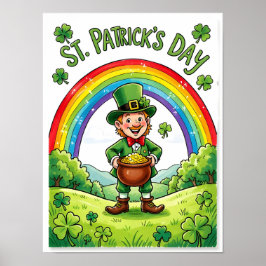 Leprechaun Gnome St. Patrick's Day Shamrock Poster