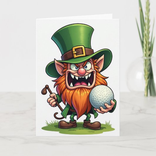 Leprechaun Golf Fun Card Kaart (Voorkant)