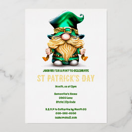 Leprechaun gouden folie folklore Eire elf vakantie Folie Uitnodiging