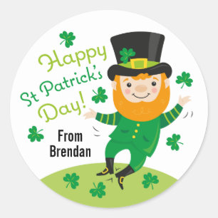 Leprechaun Happy St Patrick's Day Round Sticker