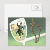 Leprechaun Harp van Erin Clay Pipe Jig Briefkaart (Voorkant / Achterkant)