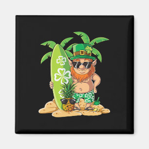 Leprechaun Hawaïaans surfen St. Patricks Day Hawaï Magneet