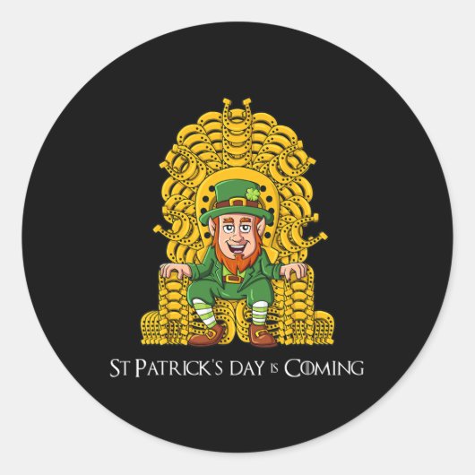 Leprechaun Hoefijzer Throne St Patricks Day Boys Ronde Sticker (Voorkant)